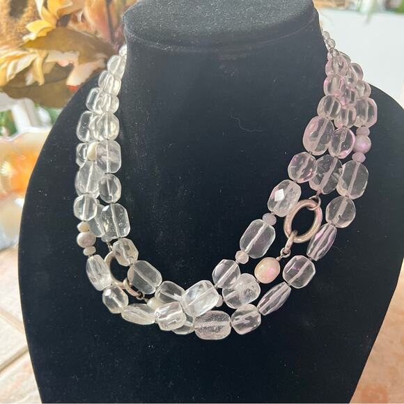 Silpada Quartz Pearls & 925 Sterling Silver Triple Strand Necklace - Picture 4 of 11